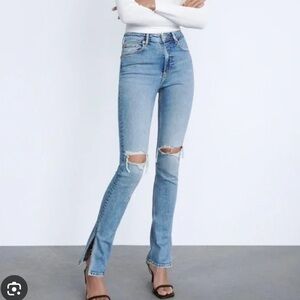 Zara full length high rise split hem jeans 0774/905